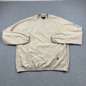 Footjoy Sweatshirt Men Large‎ Beige FJ Windbreaker Golf Performance Pullover